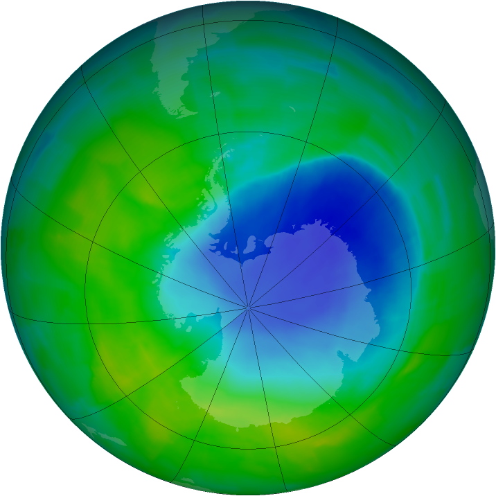 Antarctic ozone map for 04 December 2011